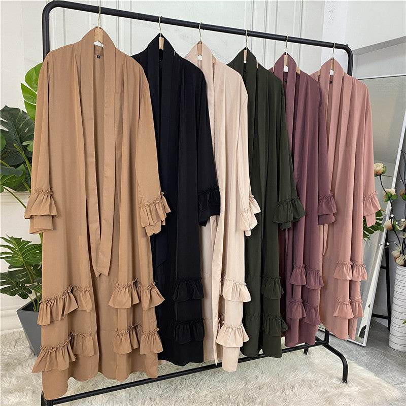 Puff sleeve buttoned cardigan robe - Price Value Store