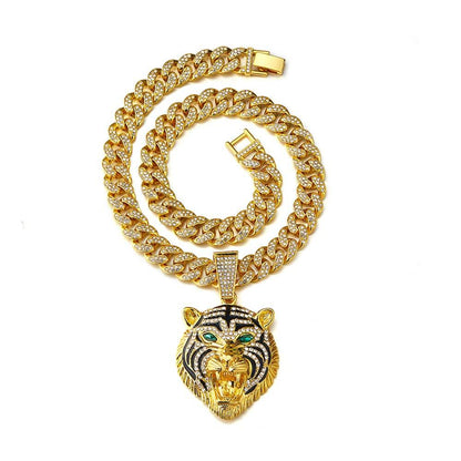 Animal Zinc Alloy Diamond Pendant Cuban Chain Necklace - Price Value Store