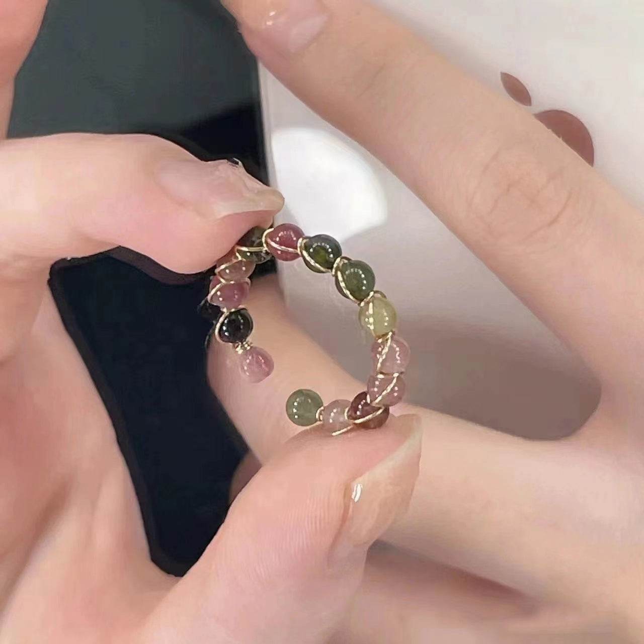 Colored crystal bead ring - Price Value Store