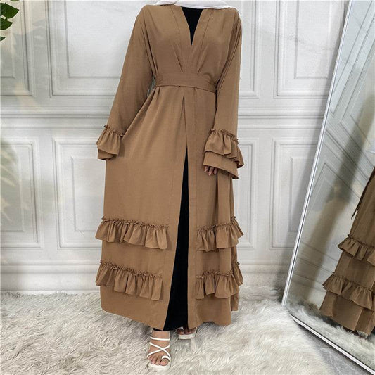 Puff sleeve buttoned cardigan robe - Price Value Store