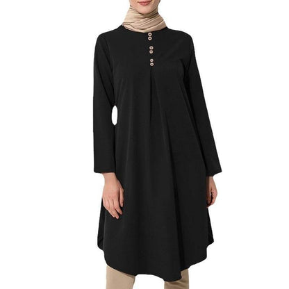 Solid-color buttoned patchwork maxi dress - Price Value Store