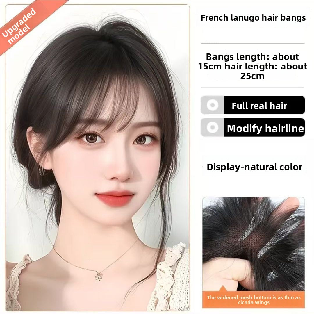 Full Real Hair Top of Head Front Front Bangs Wig