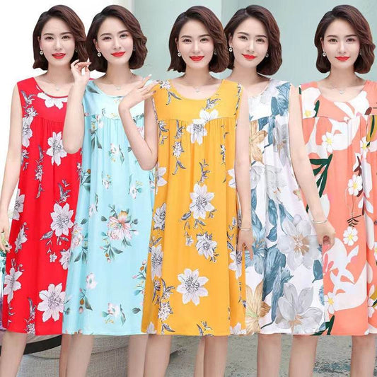 Women's Summer Sleeveless Cotton Silk Nightgown - Price Value Store