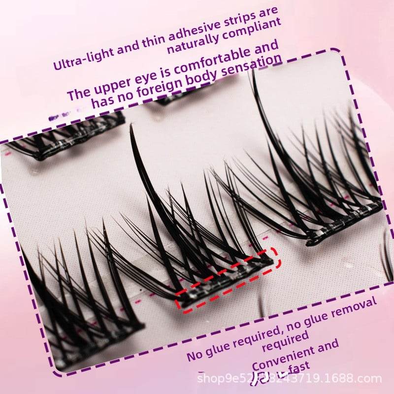Glue-Free Self-Adhesive False Eyelashes, 10 Rows, Cross/Thick/Natural Styles - Price Value Store