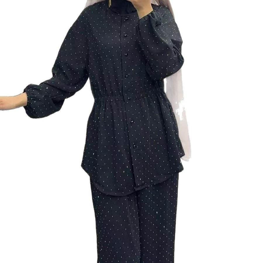 Rhinestone Long-sleeved Loose Light Luxury Fashion Royal Sister Style Elegant Shirt - Price Value Store