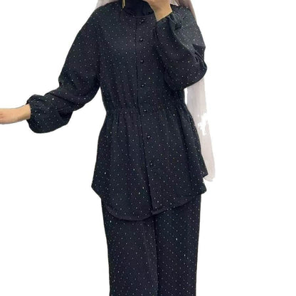 Rhinestone Long-sleeved Loose Light Luxury Fashion Royal Sister Style Elegant Shirt - Price Value Store