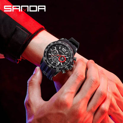 Men's Fashion Three-Eye Six-Pin Waterproof Quartz Watch - Price Value Store
