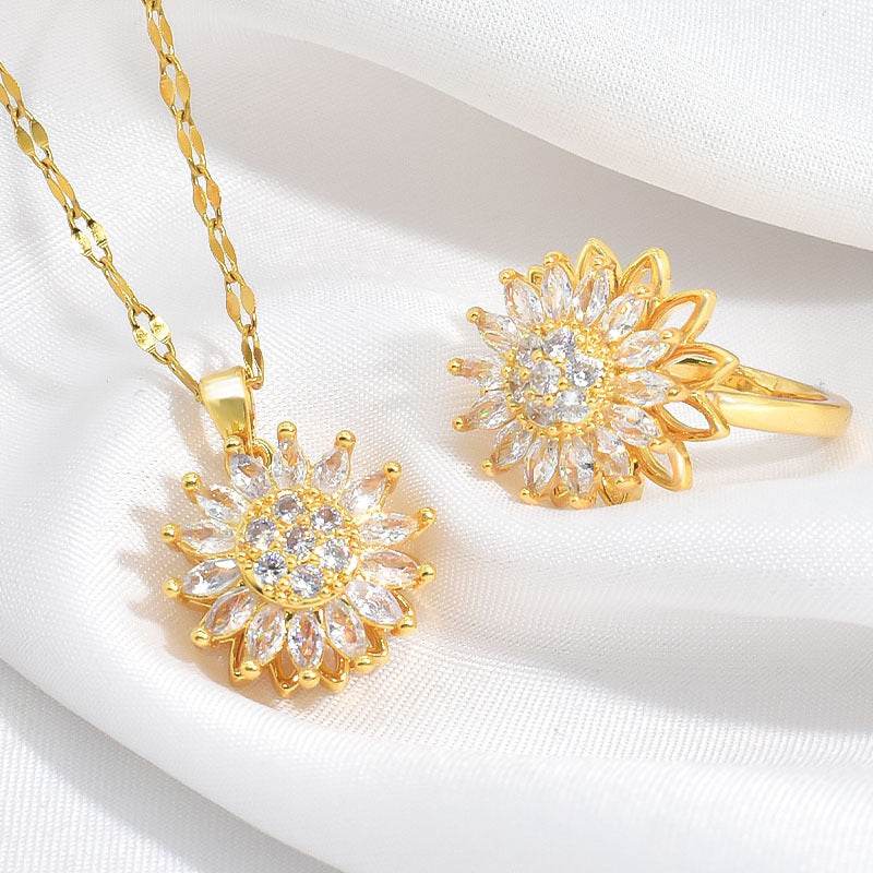 Light luxury rotatable sunflower necklace - Price Value Store