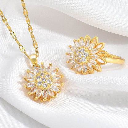 Light luxury rotatable sunflower necklace - Price Value Store