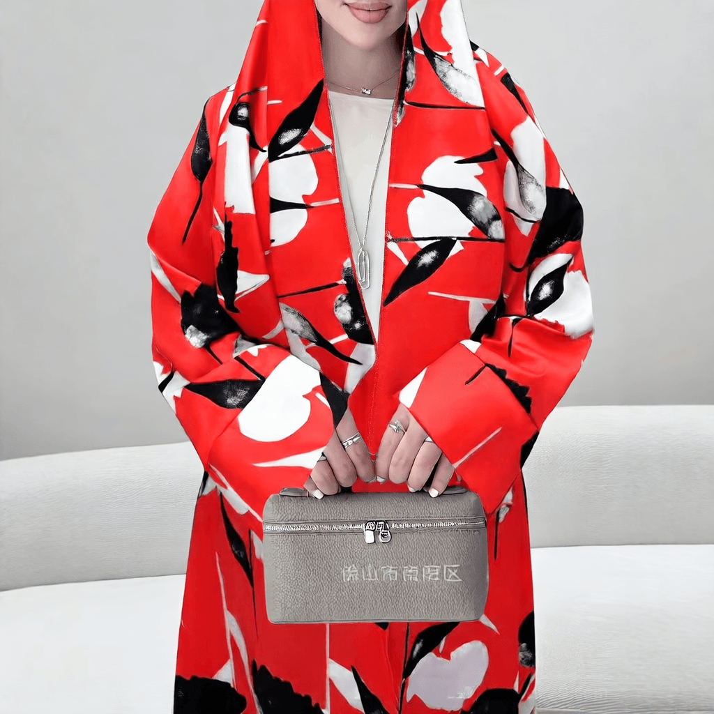 Long-sleeved printed robe with headscarf - Price Value Store