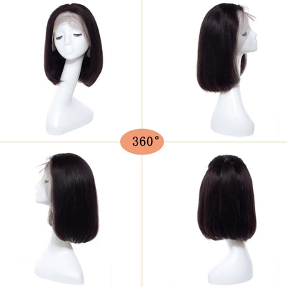 Natural color full real human hair straight wig head cover