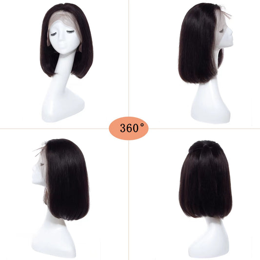 Natural color full real human hair straight wig head cover