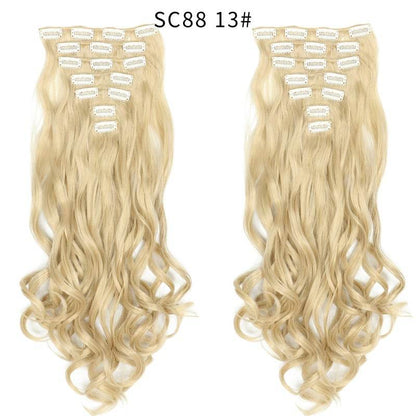 Seven Piece Wig Piece 16 Card Women Chemical Fibre High Temperature Silk Wig Long Curly Hair - Price Value Store