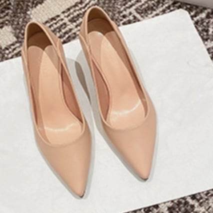 Women's slender and pointed-toe French-style large-sized low-heeled slip-on shoes - Price Value Store
