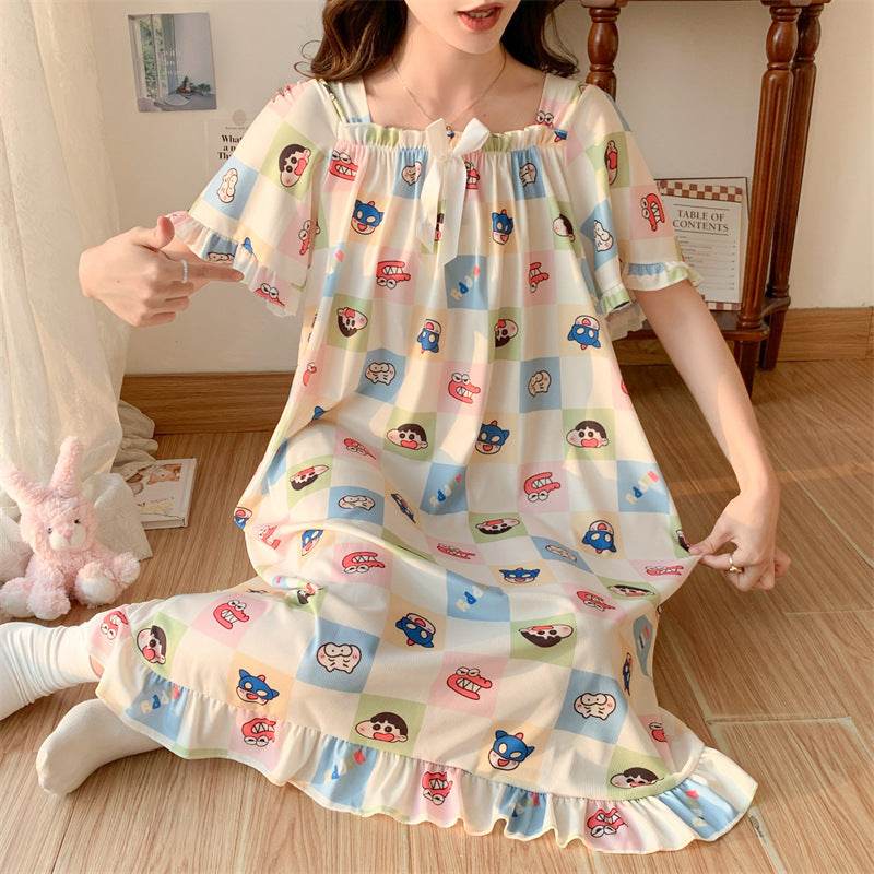 Plus-size ice silk nightgown - Price Value Store