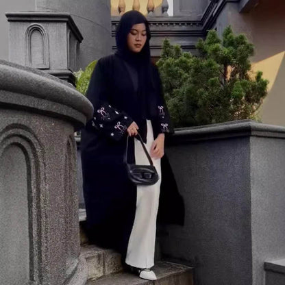 Embroidered and diamond-encrusted long robe - Price Value Store