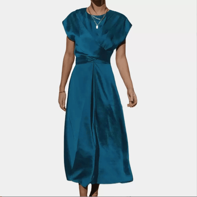 Satin Sleeveless Women's Dress with Ruffled Hem and Elastic Waist - Price Value Store