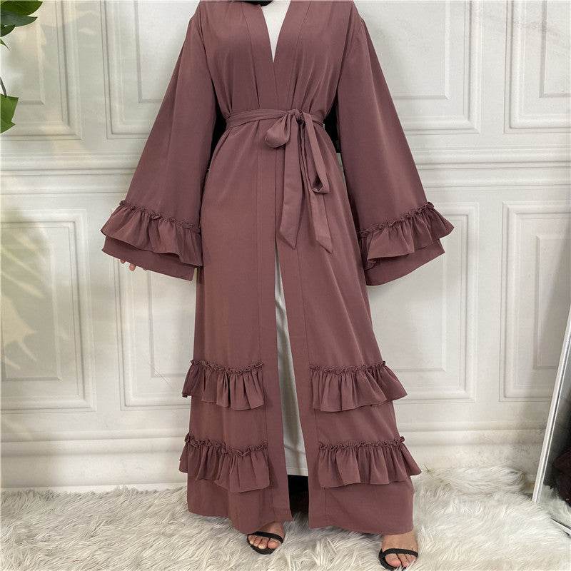 Puff sleeve buttoned cardigan robe - Price Value Store