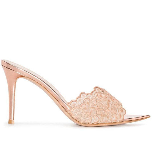 lace high heel slippers - Price Value Store