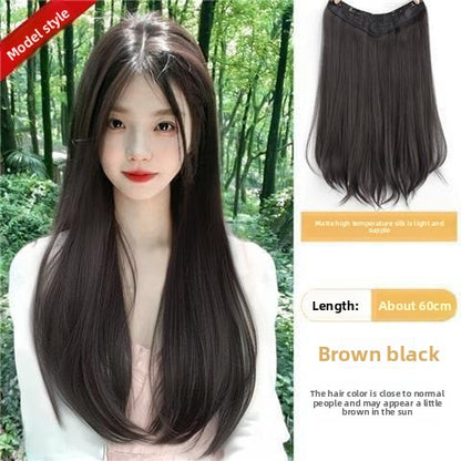 Long straight hair extension and seamless wig pieces