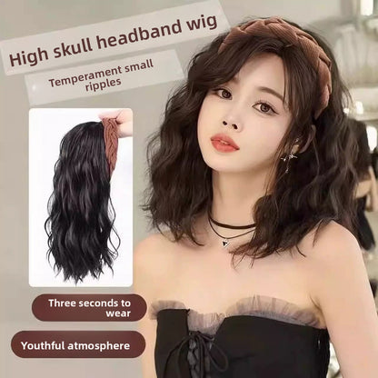False hair band integrated high cranial top water ripple half head cover