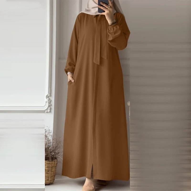 Solid-color long-sleeved blouse dress - Price Value Store