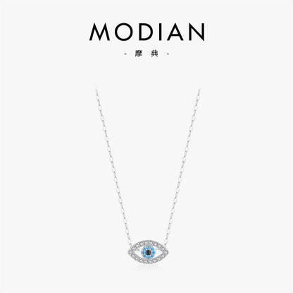 Modian S925 sterling silver micro-inlaid Devil's Eye necklace - Price Value Store