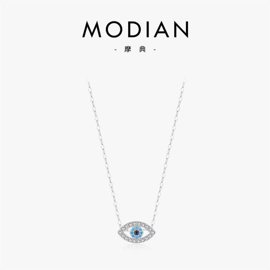 Modian S925 sterling silver micro-inlaid Devil's Eye necklace - Price Value Store
