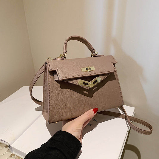 Texture Lock Portable Small Square Bag Women's 2022 New All-match Classic Shoulder Bag PU Fashion Kelly Bag - Price Value Store