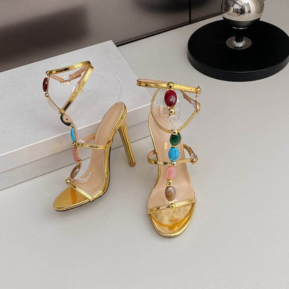 2024 Summer Women's Pearl Open Toe Stiletto High Heel Sandals - Price Value Store
