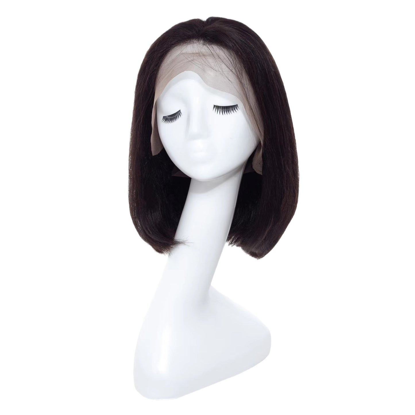 Natural color full real human hair straight wig head cover