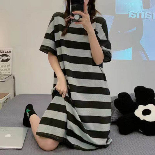 Women's Summer Cartoon Short Sleeve Pajama Dress - Loose Comfortable Home Wear - Price Value Store