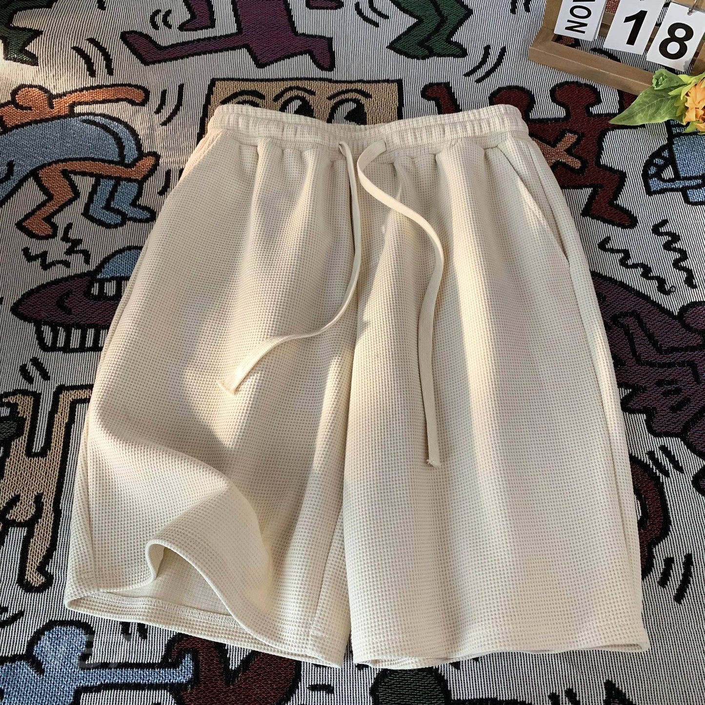 Thin five-inch waffle shorts - Price Value Store