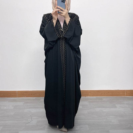 Elegant Bat Sleeve Loose Cardigan with Embroidery - Price Value Store