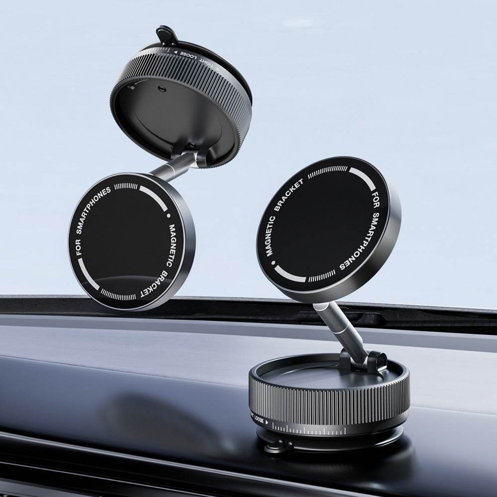 Car metal mobile phone bracket 2025 new suction cup vacuum adsorption car special navigation magnetic suction fixing bracket - Price Value Store