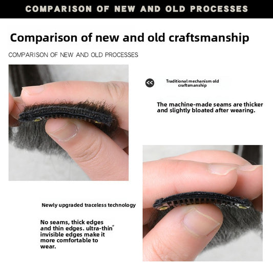 A completely real human hair invisible wig without any trace
