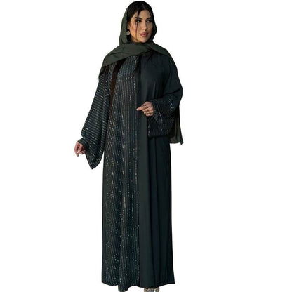 Modest Dark Green Muslim Women's Robe with Hidden Buttons - Price Value Store