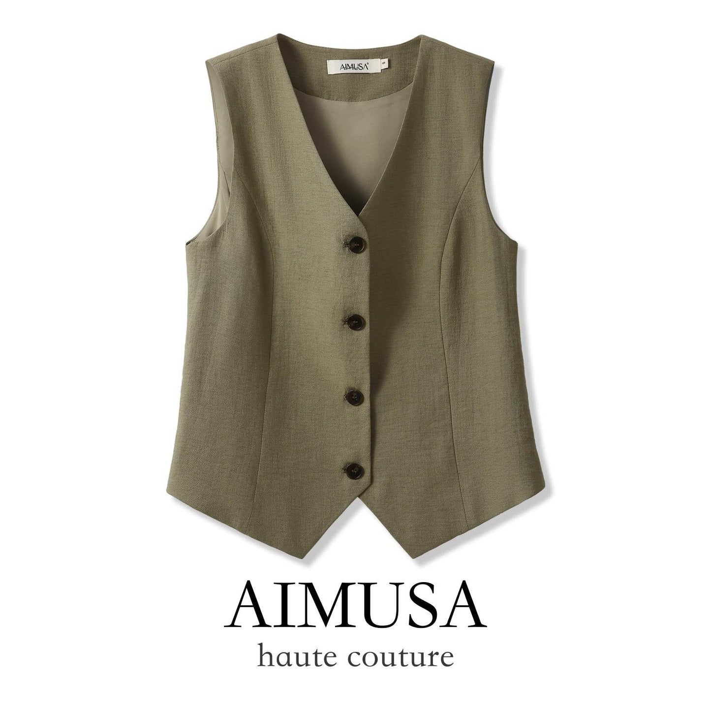 [Natural Fiber] Linen vest Vest Women's Summer 2025 Spring and Summer New arrival Elegant Sleeveless Waistcoat Vest - Price Value Store