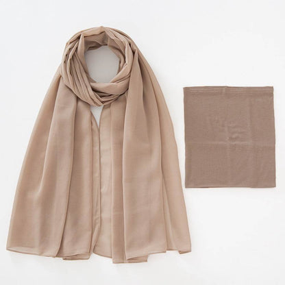 Modal Elastic Bucket Cap with Pearl Chiffon Scarf Set - Price Value Store