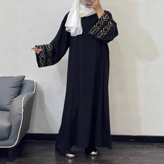 Embroidered Abaya Dress with Gold Thread - Price Value Store