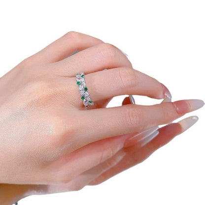 Green diamond pure silver ring - Price Value Store