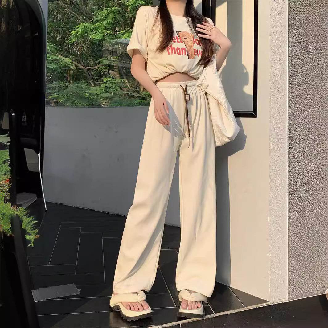 Corduroy double-belted straight-leg pants - Price Value Store