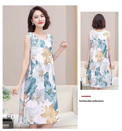 Women's Summer Sleeveless Cotton Silk Nightgown - Price Value Store