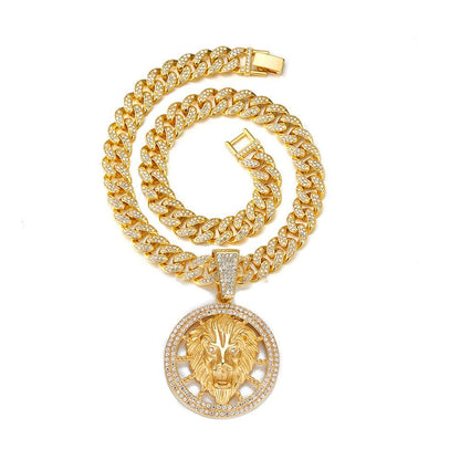 Animal Zinc Alloy Diamond Pendant Cuban Chain Necklace - Price Value Store