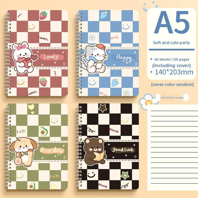 Cute Animal Coil Notebook with Hard Cover - A5/B5, 60 Sheetsd - Price Value Store