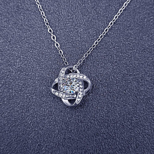 Titanium Steel Clover Necklace with Rotating Zircon Pendant - Price Value Store