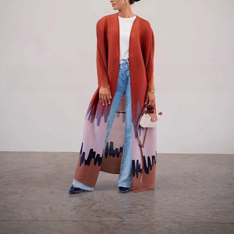 Loose printed lapel robe - Price Value Store