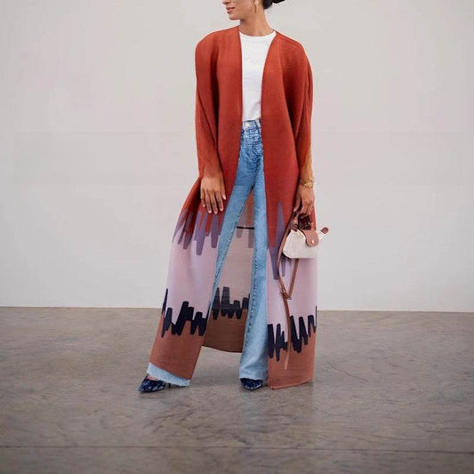 Loose printed lapel robe - Price Value Store