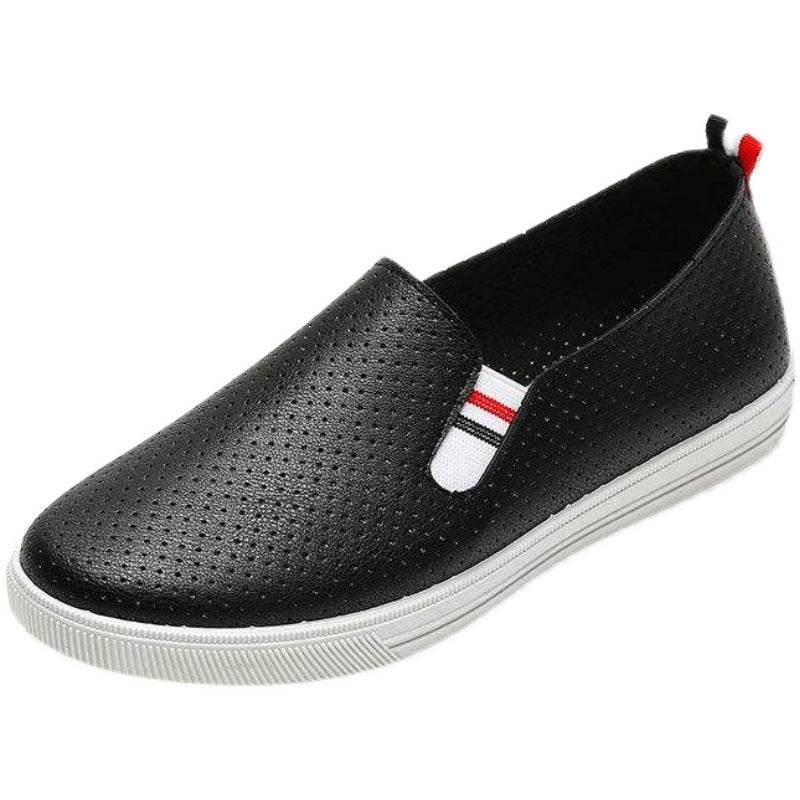 Old Beijing Cloth Shoes Women's Hollow Breathable Single-layer Shoes Flat Bottom All-match Cyber Popular White Shoes Soft Bottom - Price Value Store