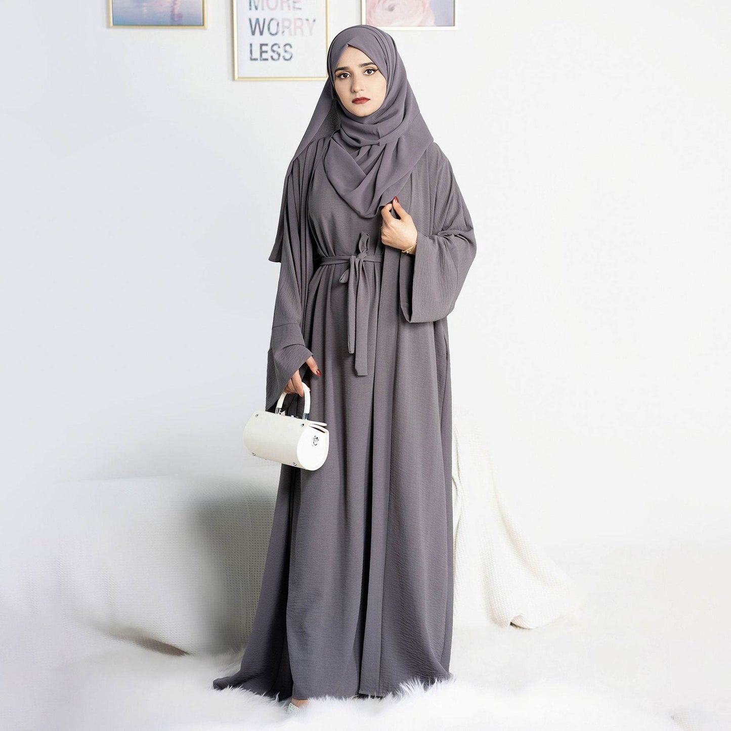 Long robe cardigan dress with two-piece inner layer - Price Value Store